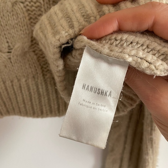 Nanushka Eria Beige Alpaca Wool Blend Cable Knit Pullover Sweater, Size Medium - Picture 8 of 8